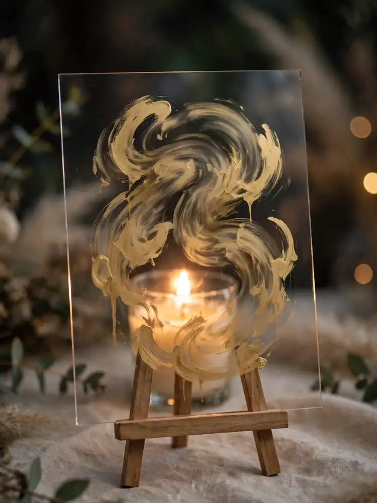 Acrylic DIY wedding table number with gold paint