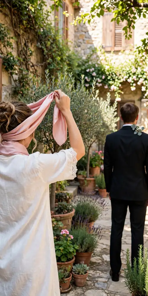 Blindfolded first look reveal