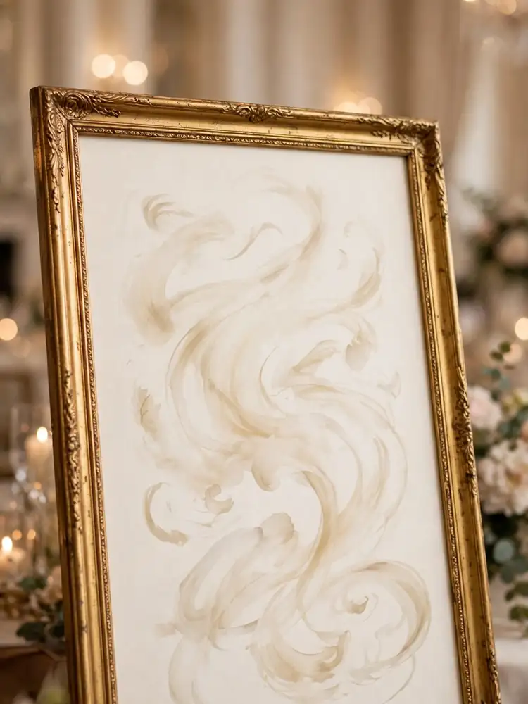 Classic formal wedding welcome sign in gold frame