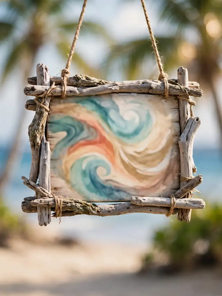 Destination wedding welcome sign on driftwood