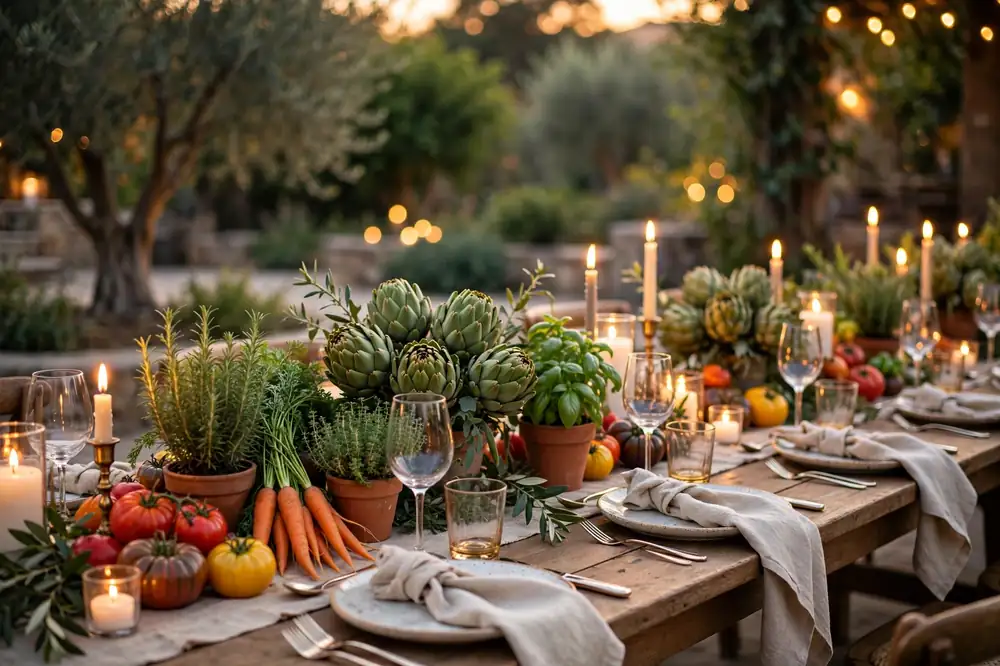 Vegetable centerpiece ideas on a wedding table
