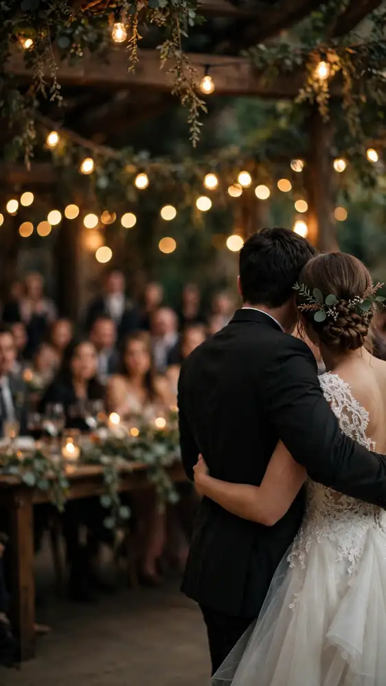 First dance under string lights