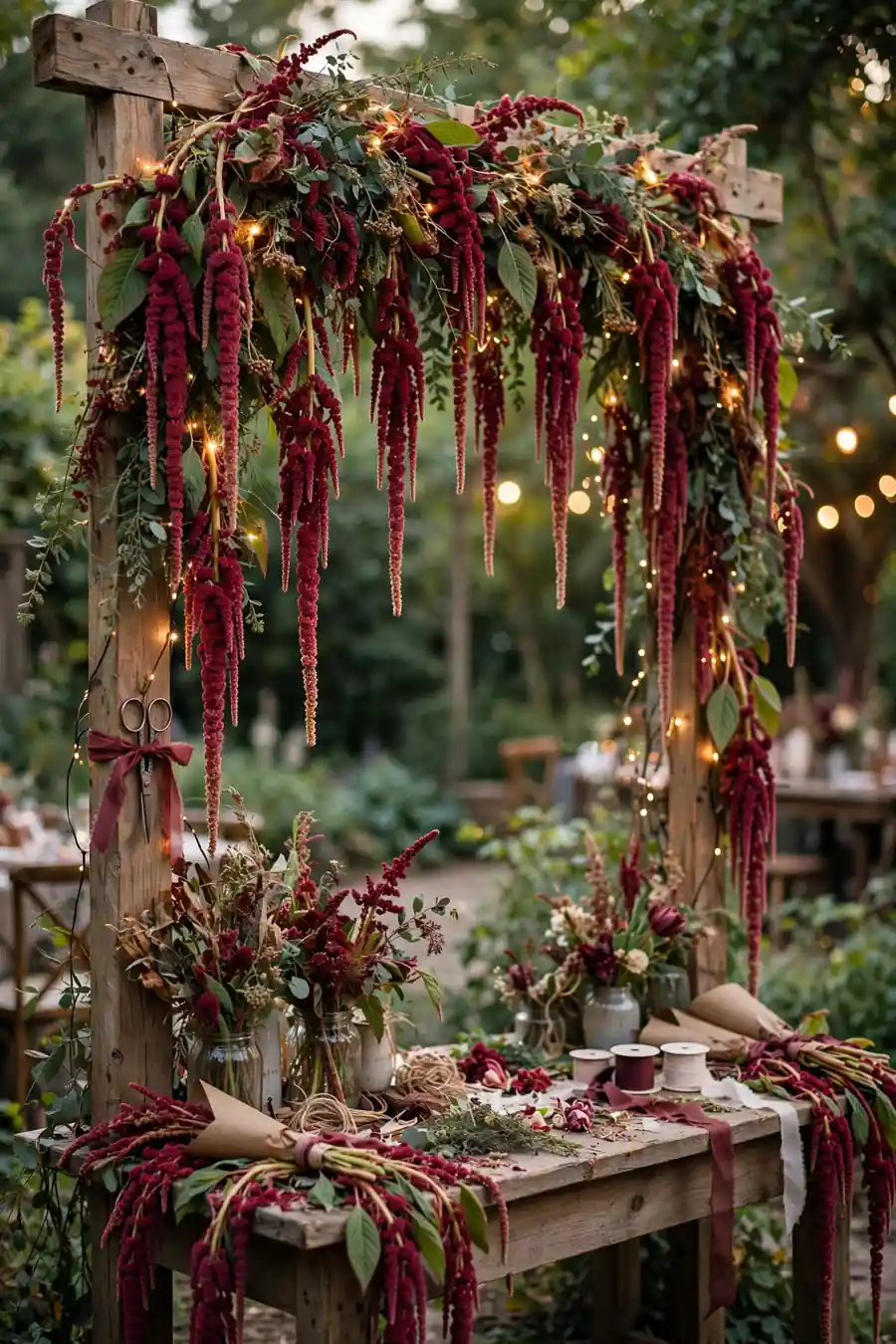 Hanging amaranthus picking wall