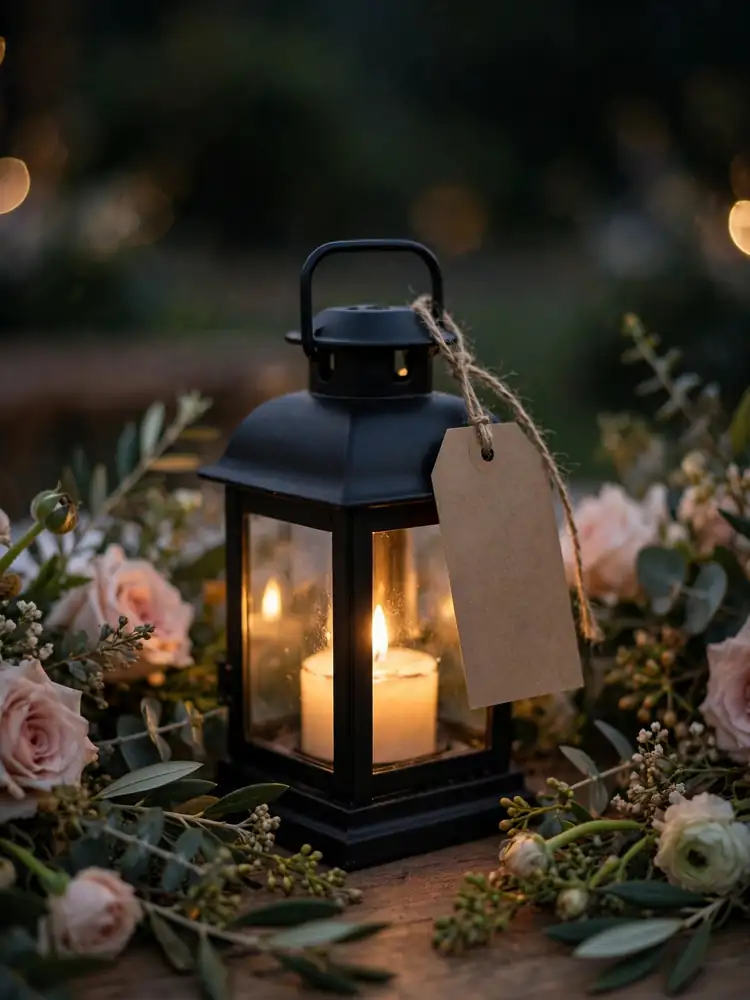 Lantern DIY wedding table number tag