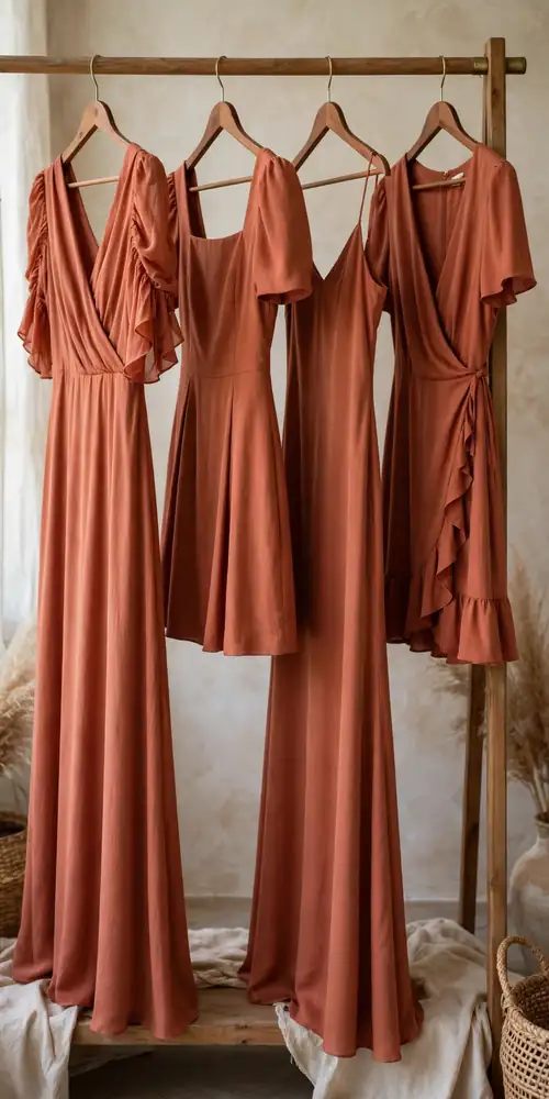 Long and short hemline bridesmaid dresses