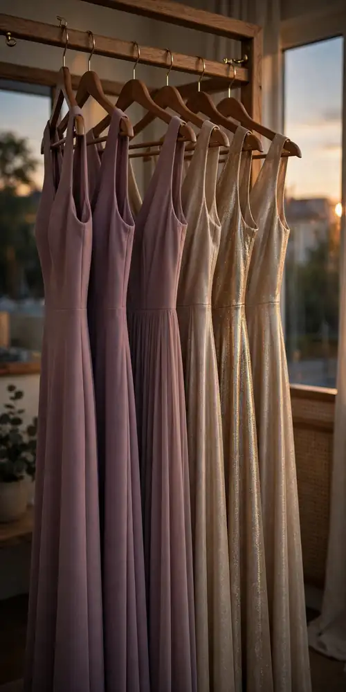 Matte and metallic bridesmaid dresses