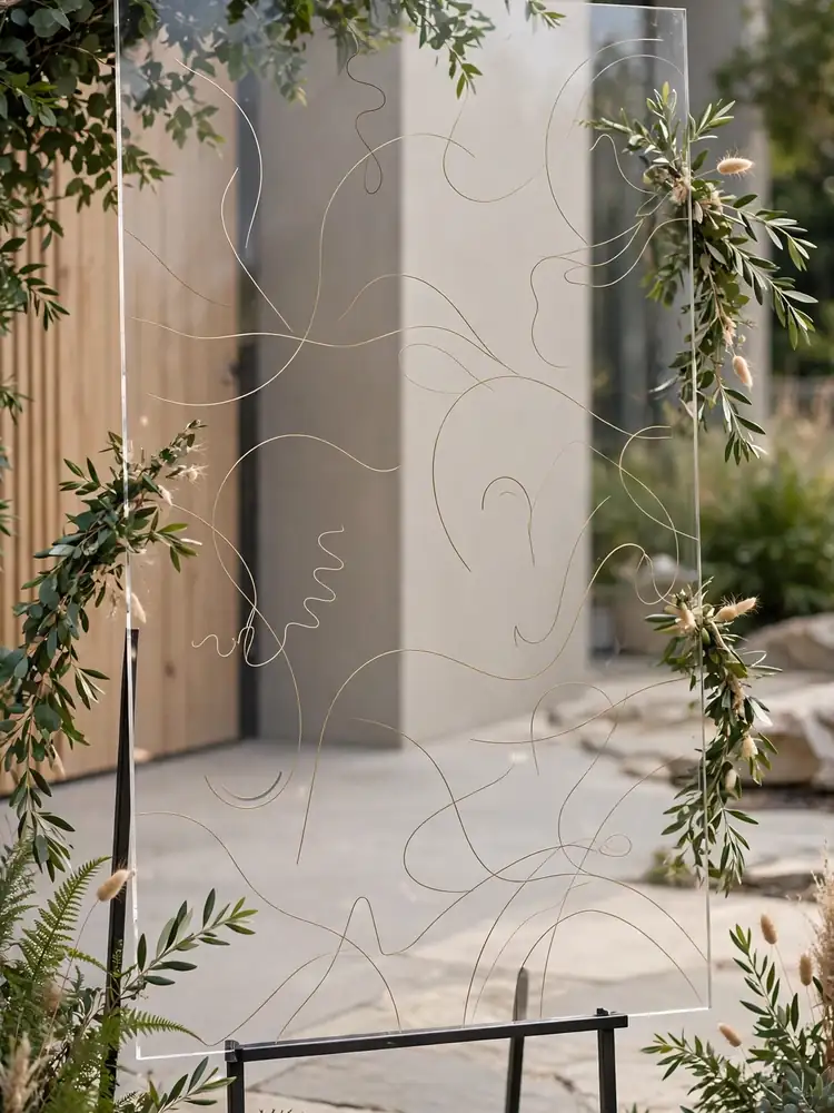 Minimal wedding welcome sign with names and date