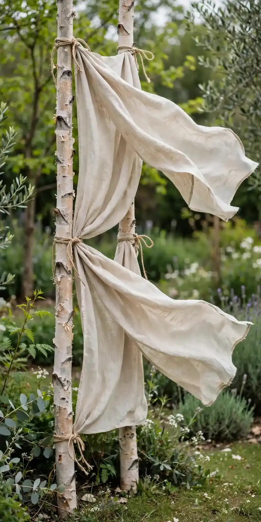 Outdoor linen pole drapes