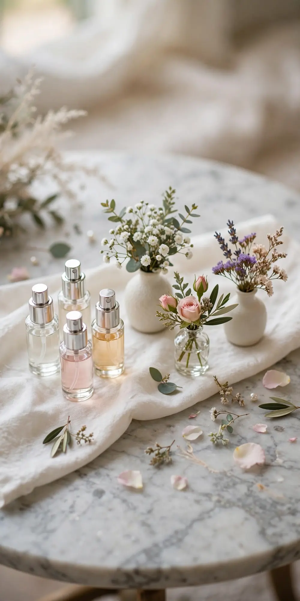 Perfume and posy pairing table