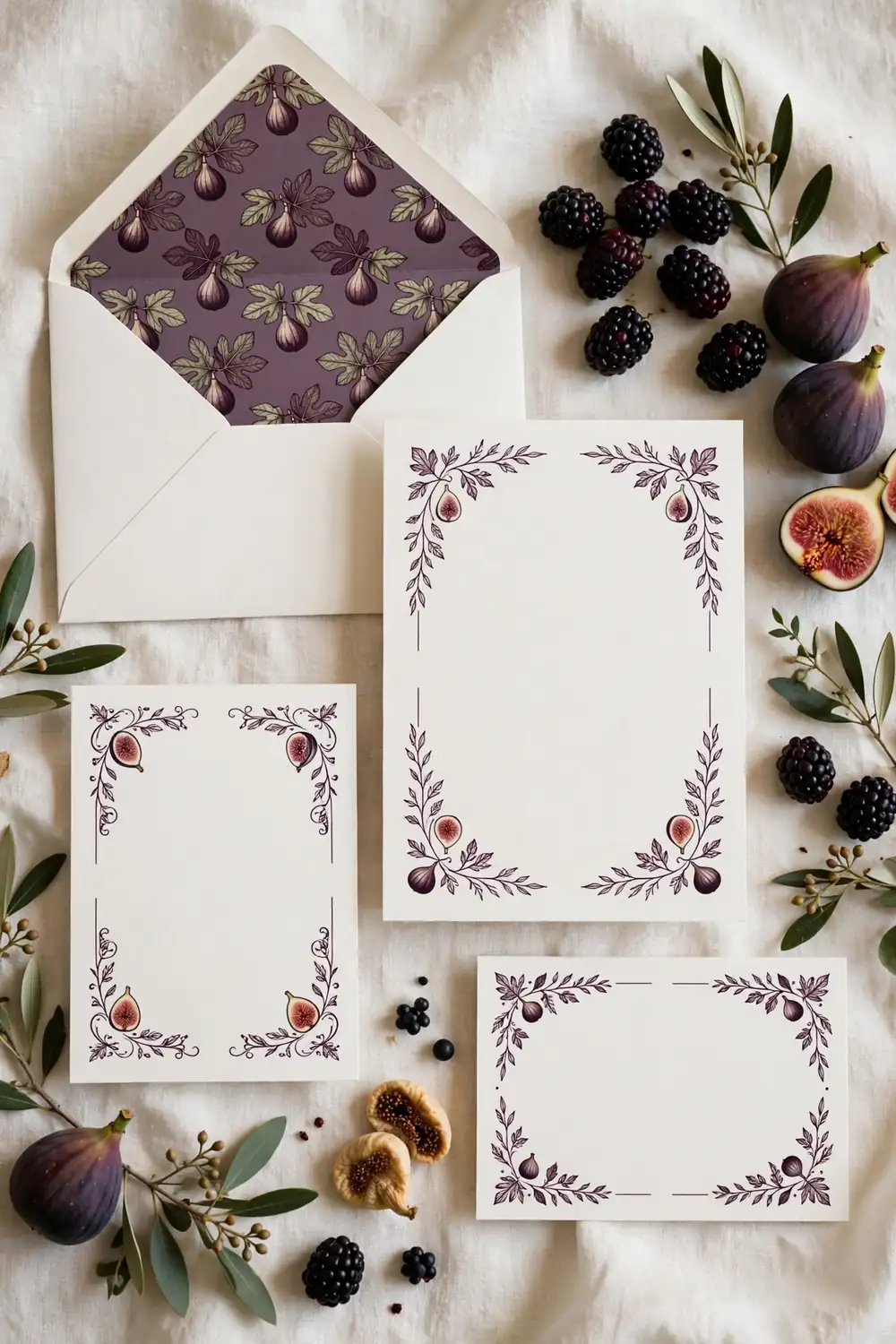 Plum letterpress wedding invitations