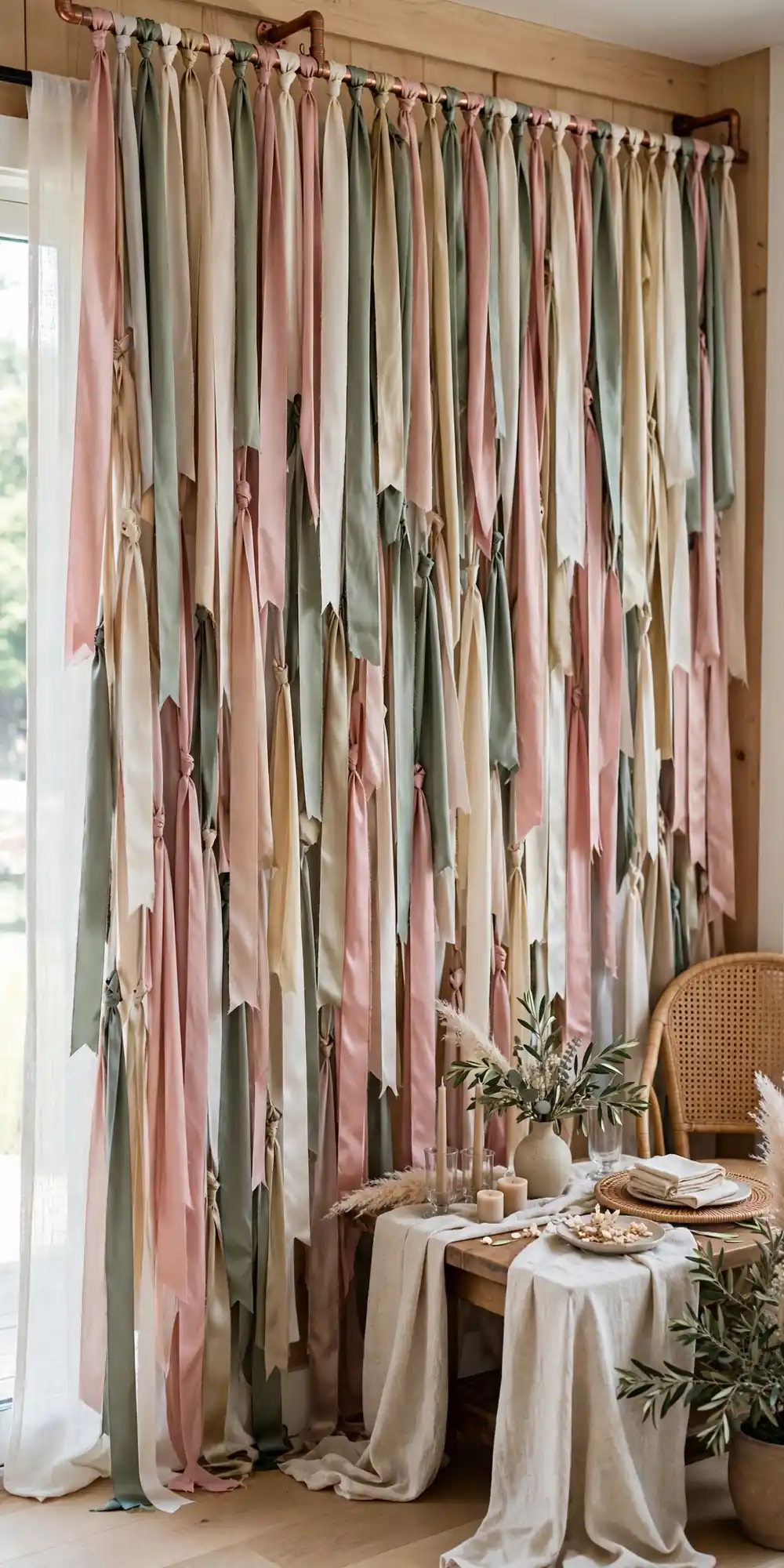 Silk ribbon photo wall