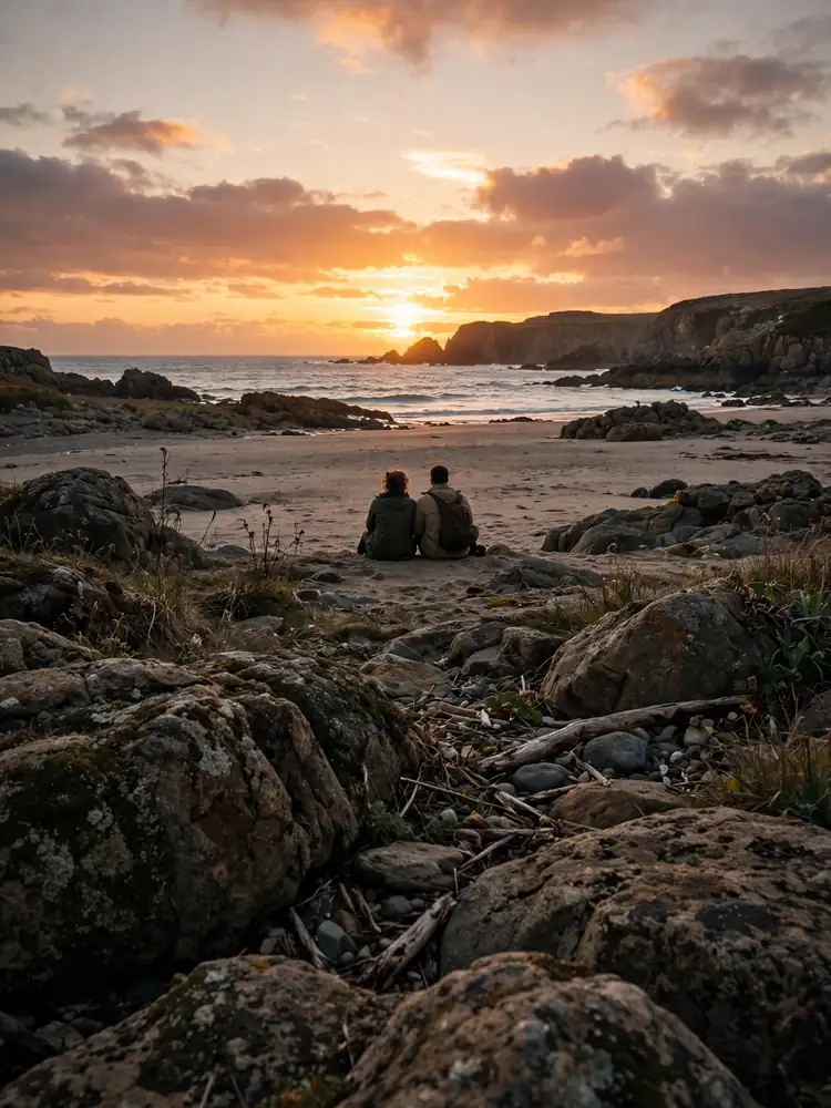 Couple sitting together watching the sunset