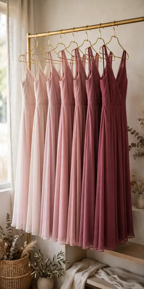 Tonal ombre bridesmaid dresses