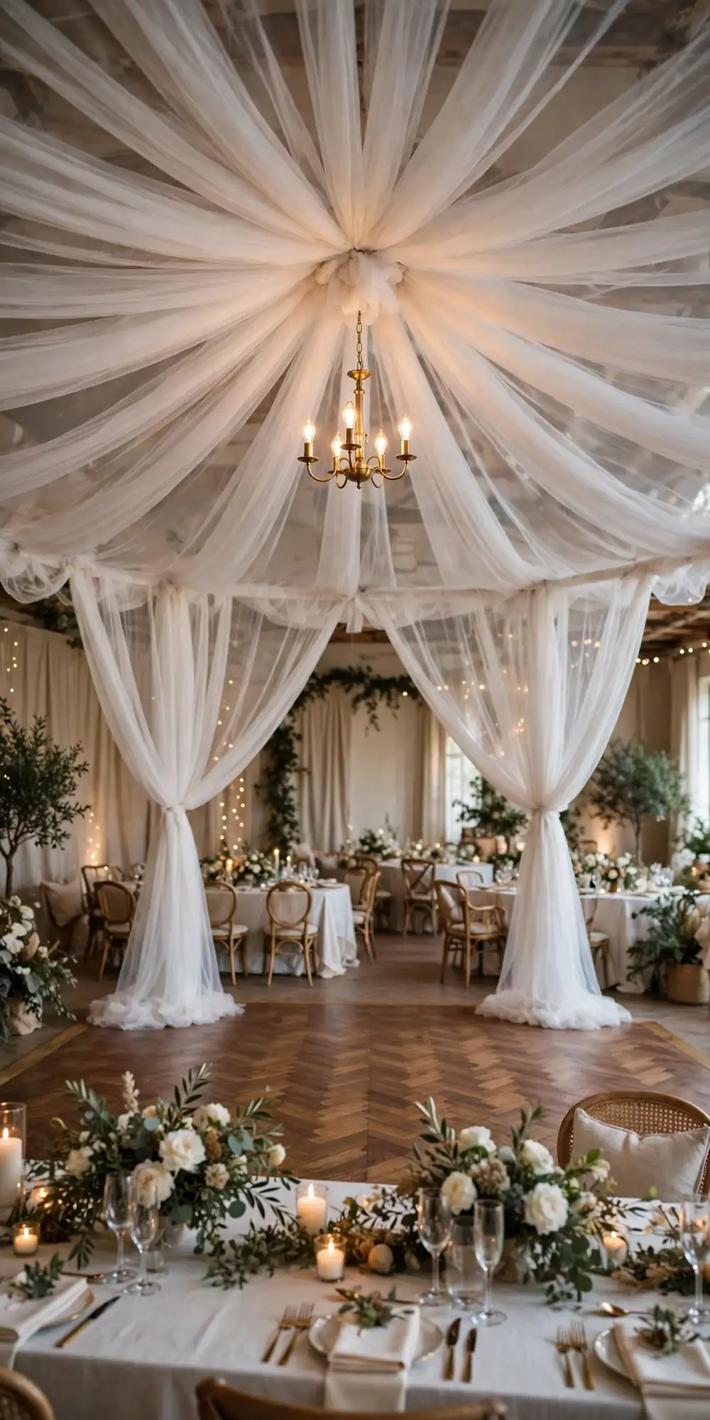Tulle canopy over the dance floor