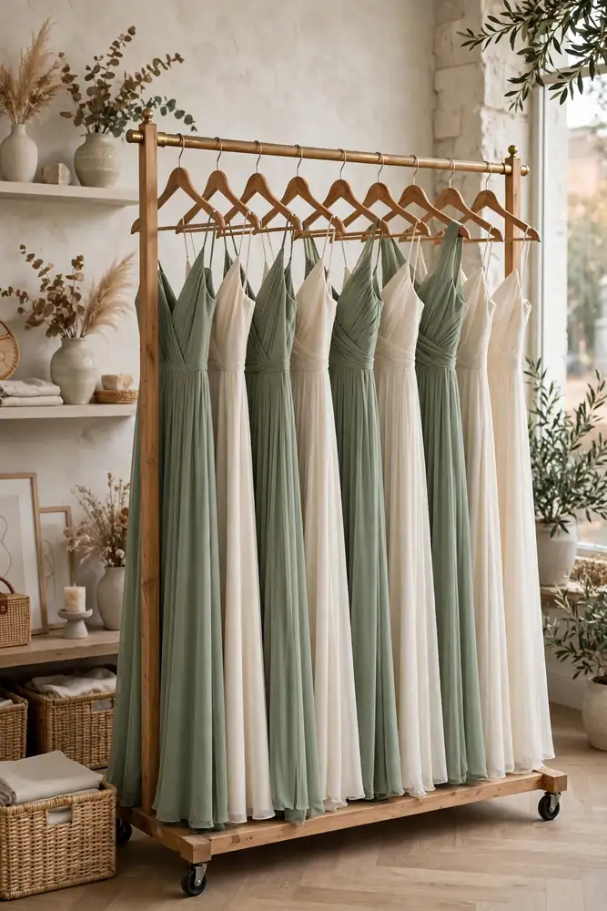 Two-tone split bridesmaid dresses